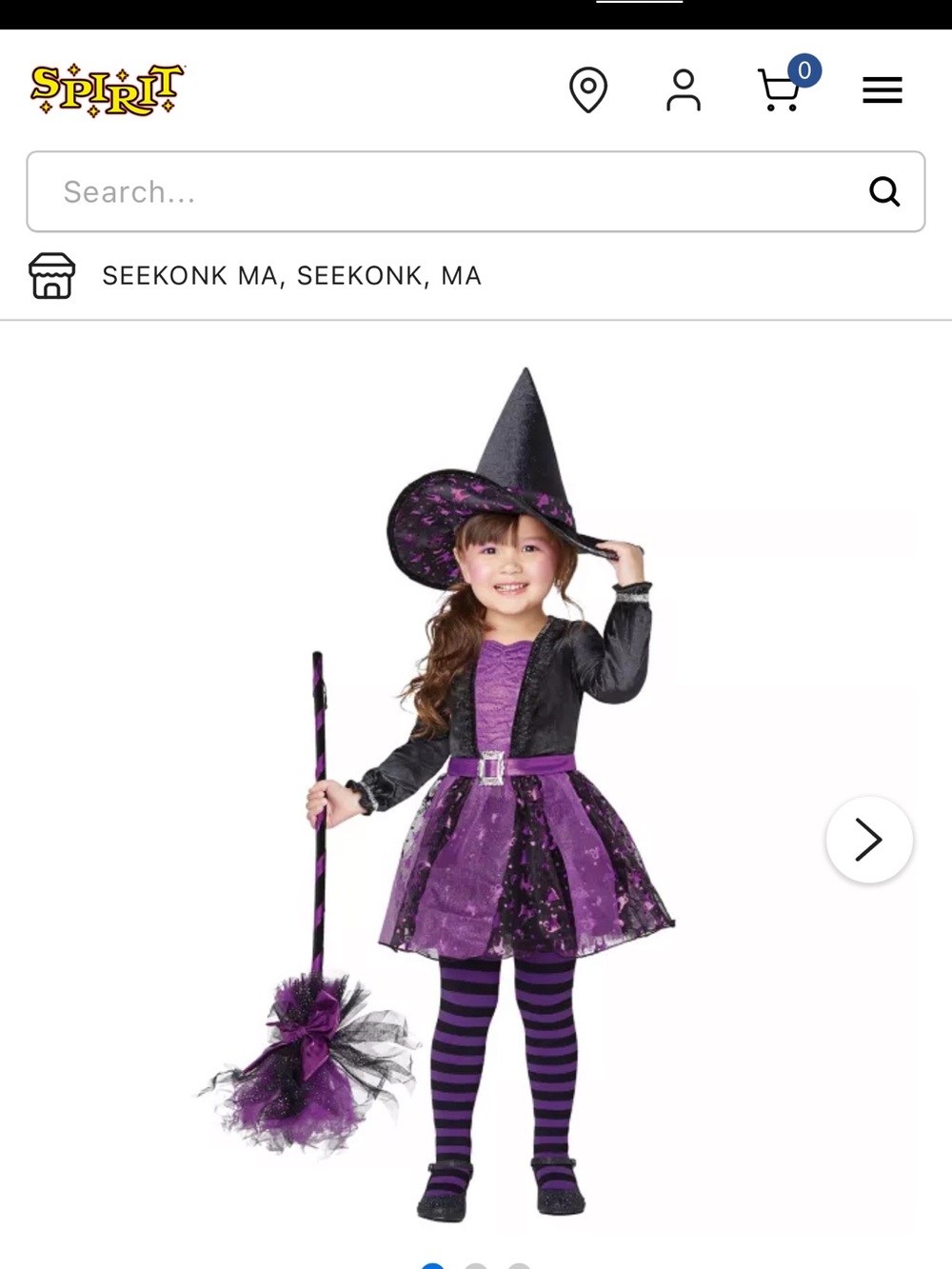 Spirit Halloween Fancy Witch toddler Halloween costume. Size 2T